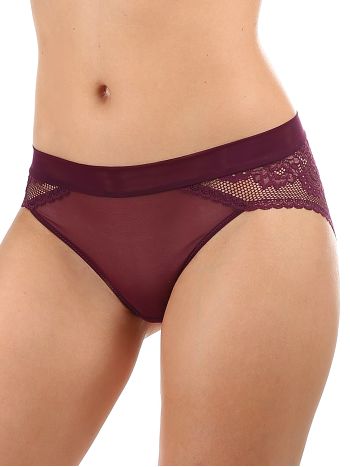 Фото 1 Трусики Vis-A-Vis из коллекции Elegance, цвет: бордовый, вид спереди