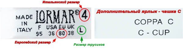 Размер нижнего белья Lormar
